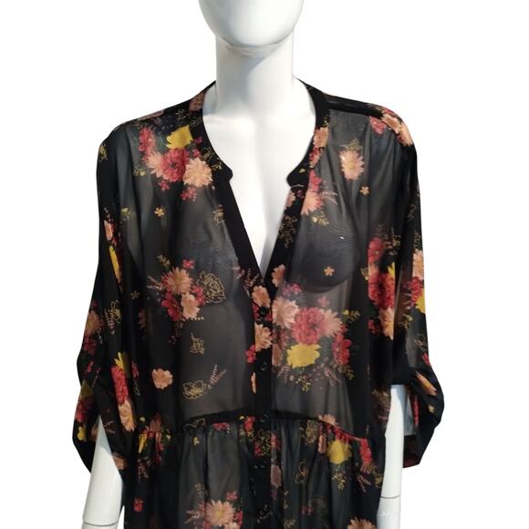 Torrid Women's size 3X Floral Sheer Hi-Low Whimsigoth Witchy Fairy Chiffon Top - Picture 4 of 13